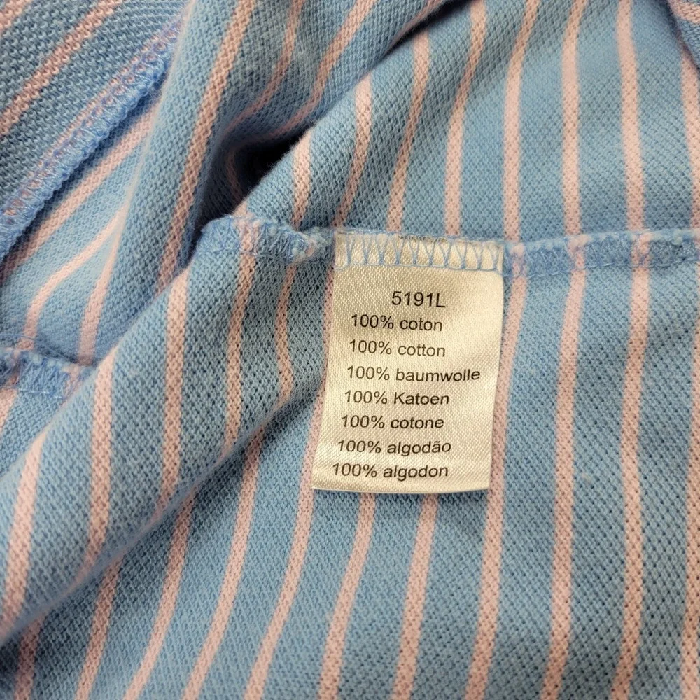LACOSTE Vintage blue & pink striped polo shirt size 7 or XL